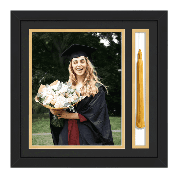 Miguan Graduation Photo Frame 8x10 with Tassel Holder for Pictures Photo Frame Elegant Double Mat 2026 Graduation Decor Gift for Graduate (Black)