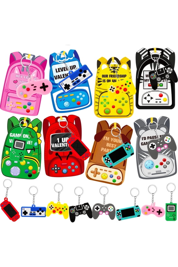 Miguan Video Game Party Favors for Keychains Cartoon Key Chains Donut Keychains Bulk for in The Dark Keychains for Backpacks Favor Supplies