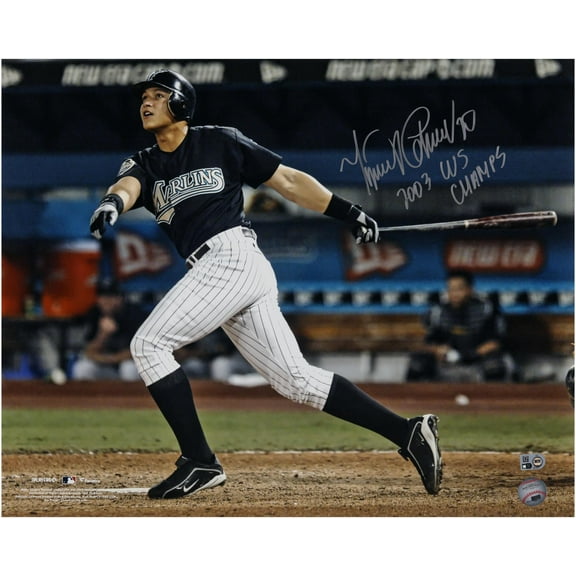 Miguel Cabrera Florida Marlins Autographed 16" x 20" 2003 World Series Hit Photograph with "2003 WS Champs" Inscription - Fanatics Authentic Certified