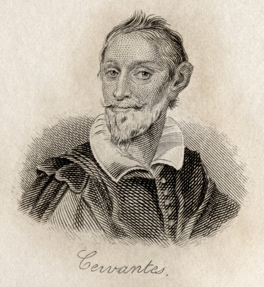 Miguel Saavedra De Cervantes1547-1616 Spanish Writer Engraved By JWCook Canvas Art - Ken Welsh Design Pics (28 x 30)