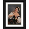 thumbnail image 1 of Mihael Stroj 13x18 Black Ornate Wood Framed Double Matted Museum Art Print Titled - Girl with a Flower Basket, 1 of 5