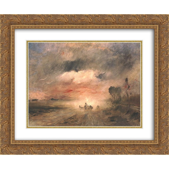 Mihaly Munkacsy 2x Matted 24x20 Gold Ornate Framed Art Print 'Dusty Country Road II'