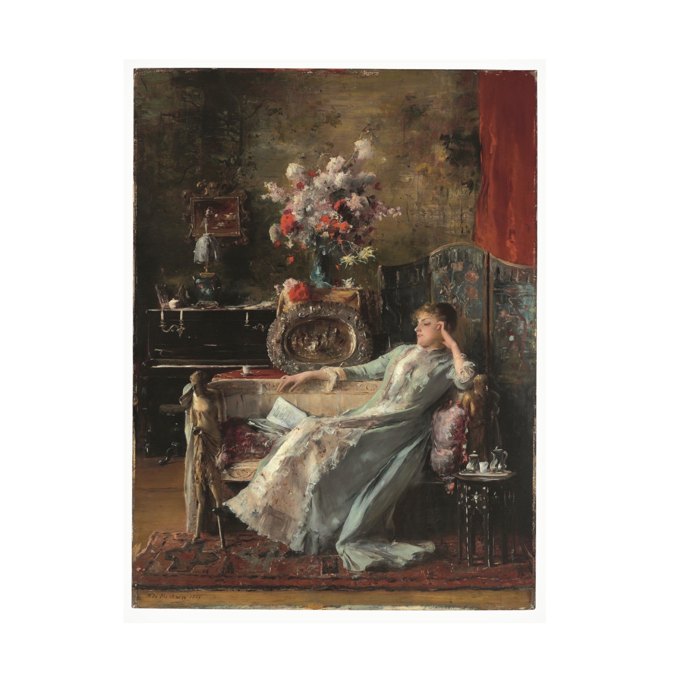 Mihaly Munkacsy 'Young Woman sitting on a Sofa, 1887' Canvas Art - 24 x 32 Inches