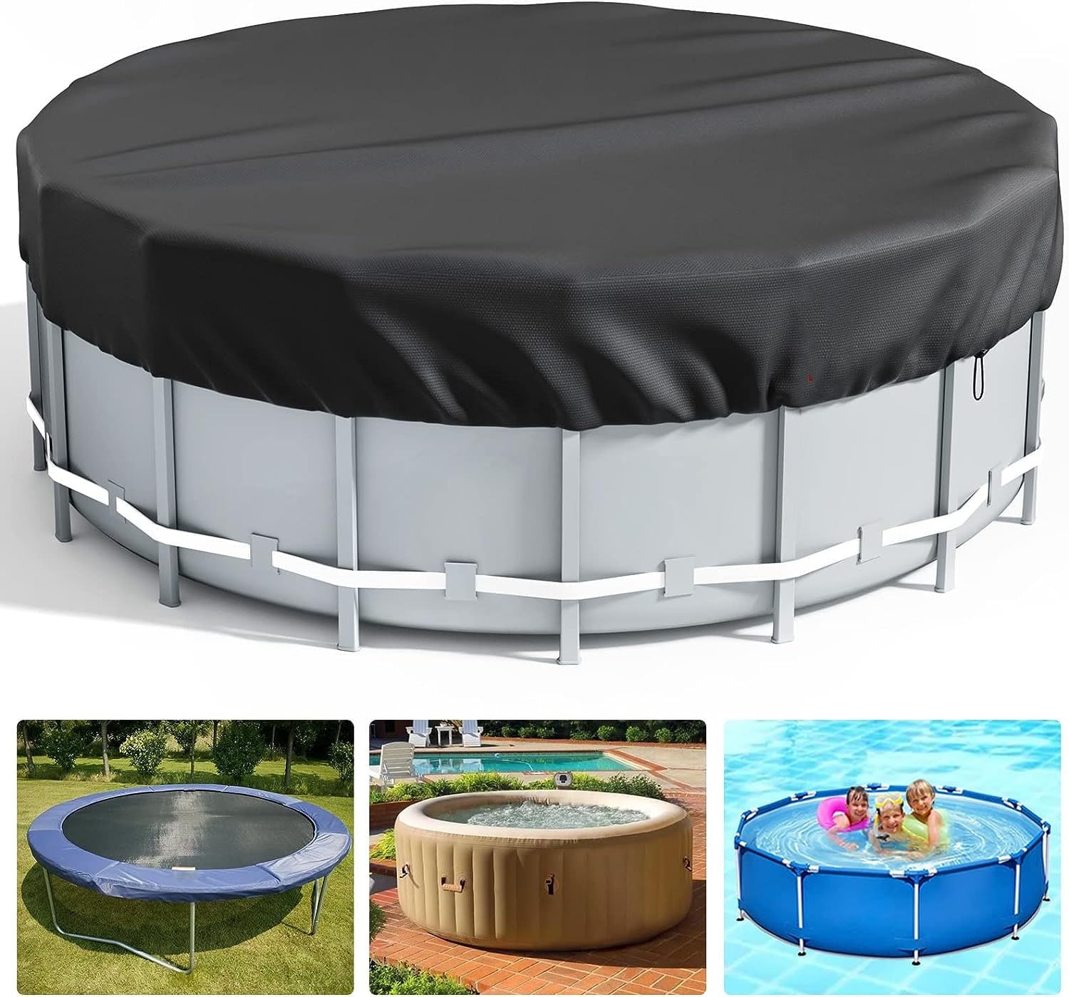 15' Black Oxford Cloth Round Solar Pool Cover