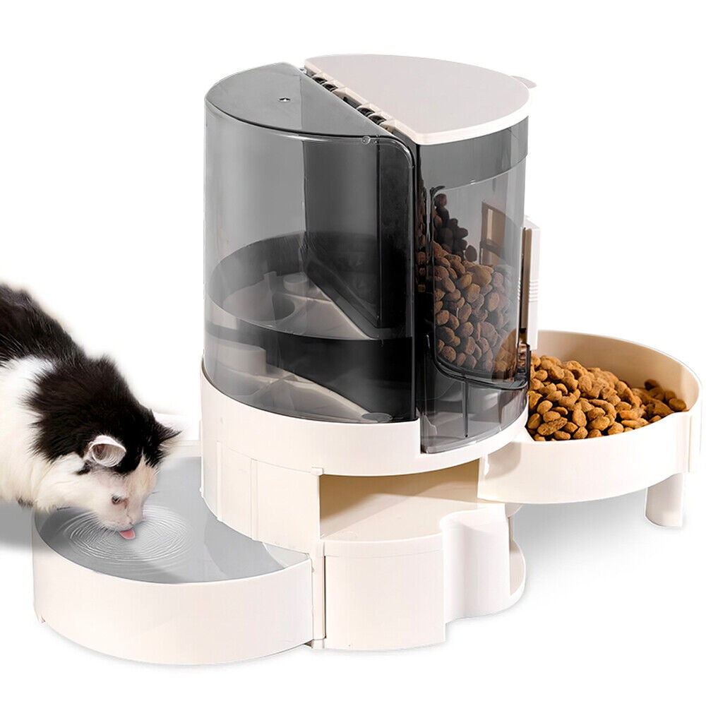 Miheo Pet Feeder and Water Dispenser Set, Automatic Cat Dog Feeder and Water Dispenser 2 in 1, Gravity Cat Feeder Pet Food Dispenser for Small and Medium Dogs, Cats, Pets