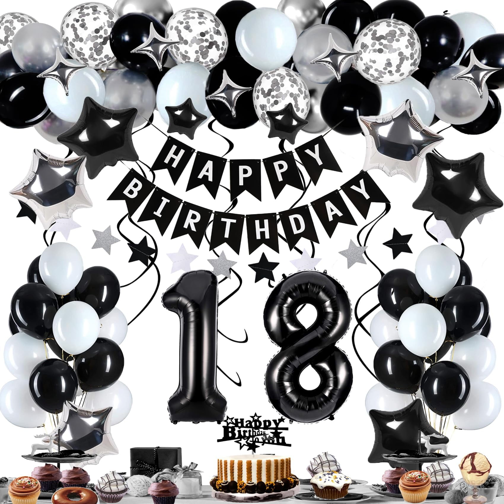 Miidenks 18th Birthday Decorations for Boy ZLK1 Girl, Black White and ...