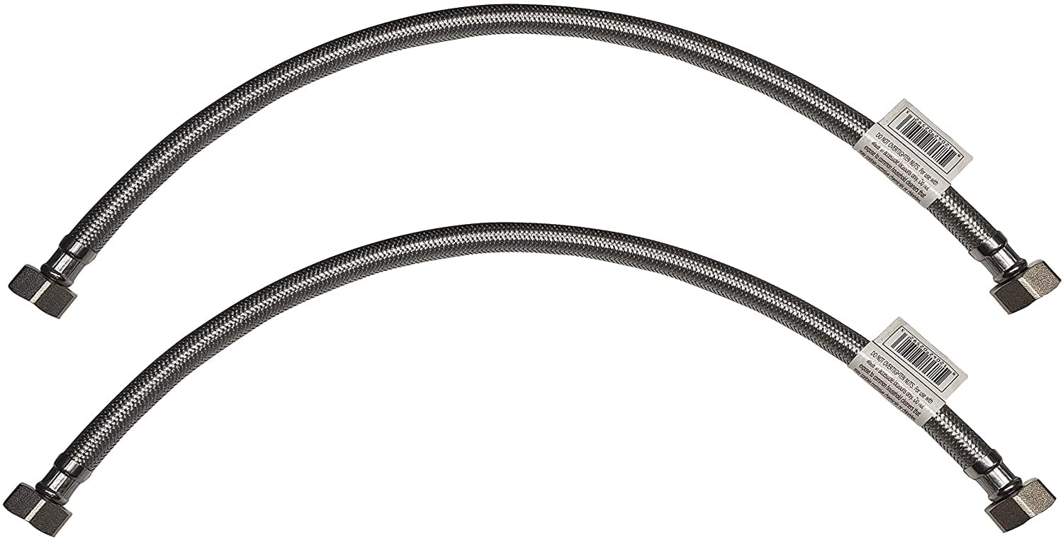 Miiflex 20" Stainless Steel Braided Water Supply Line 2 Pack (1/2 FIP x 1/2 FIP)
