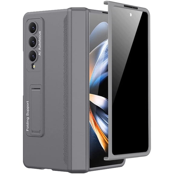 Miimall for Samsung Galaxy Z Fold 4 Case Privacy Screen Protector, Built-in Convenient Adjustable Kickstand & Magnetic Hinge Protection All-Inclusive Protective Case for Galaxy Z Fold 4 5G(Grey) Y201