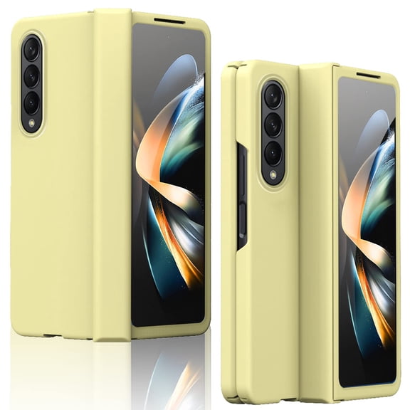 Miimall for Samsung Galaxy Z Fold 4 Hinge Case with Screen Protector, Ultra-Thin Hard PC Shockproof Anti-Scratch All-Inclusive Screen Protector Case for Galaxy Z Fold 4 5G 2022(Yellow) Y201