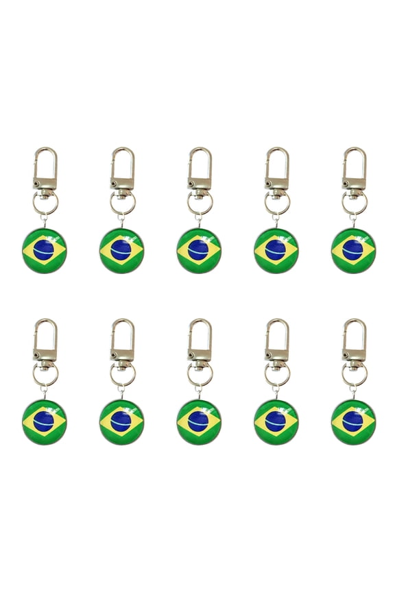 10PCS/Lot Trend Football Keychains Feature Bright Country Flags Rustproof Alloy And Glass Backpacks Decoration
