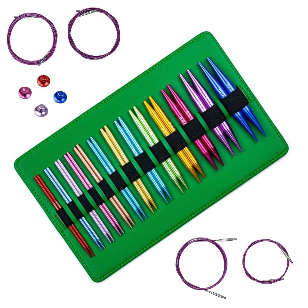 Miiottaa 13Pairs Interchangeable Circular Aluminum Knitting Needle for Sweater Scarf Bag