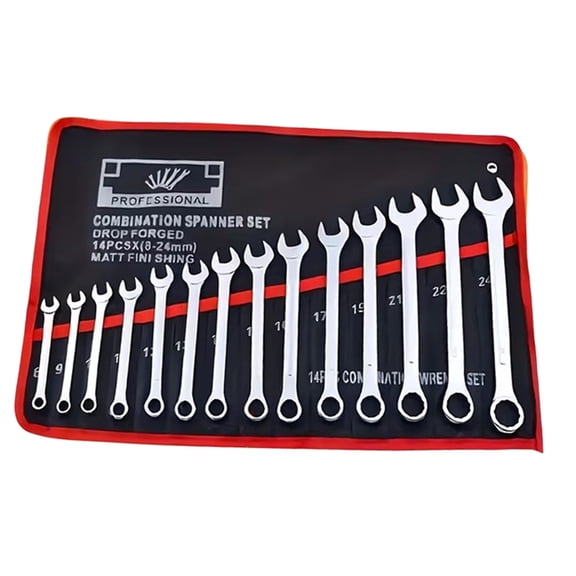 Miiottaa 14 Pocket Wrench Roll Organizer Tool Pouch Bag Canvas Double Ended Wrench Tool