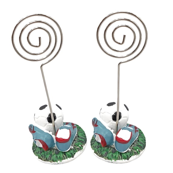 Miiottaa 2Pcs Football Cleat Table Name Card Stand Iron Wire Photo Holder with Resin Base
