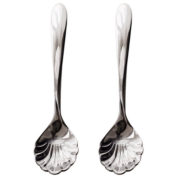 Miiottaa 2Pcs Premium 410 Stainless Steel Shell Shape Spoon For Dessert And Baking