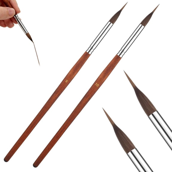 Miiottaa 2Pieces Fine Tip Painting Detail Brushes With Nylon Tips Plastic Handle Art Supplies For Kids Adults Craft Projects