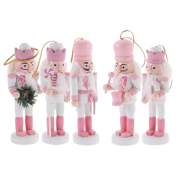 Miiottaa 5pcs Household Christmas Nutcrackers Soldier Decoration Wood Craft New Year Gift