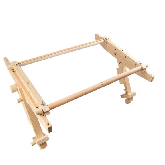 Miiottaa Beechwood Embroidery Stand Adjustable Craft Frame With Secure Fabric Holders Ideal For Travel Projects
