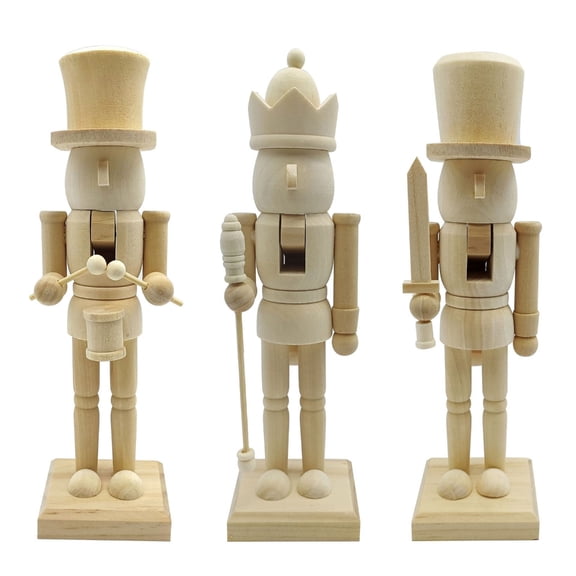 Miiottaa Christmas King Soldiers Unpainted Wood Nutcrackers Figures Table Decors Ornament