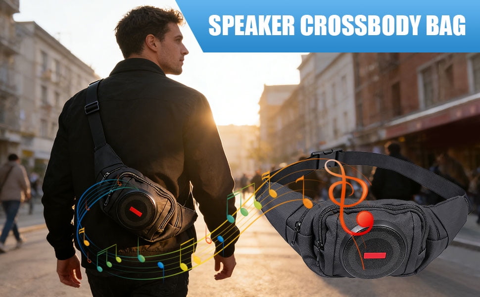 Miiottaa Convertible Backpacks with Speakers Bluetooths Fanny Pack for Parties/Festivals/Beach/Boats Rechargeable Slings Bag