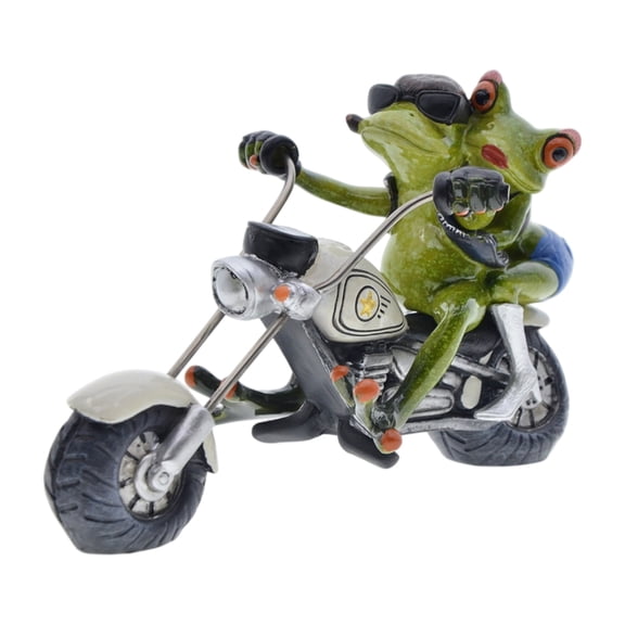 Miiottaa Cute Frogs Couple Riding Motorcycle Resin Figurine Living Room Office Decors