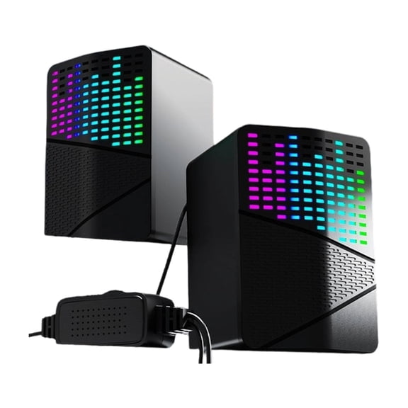 Miiottaa Double Channel Desktop Speakers With Dynamics RGBs Lights And Clear Sound