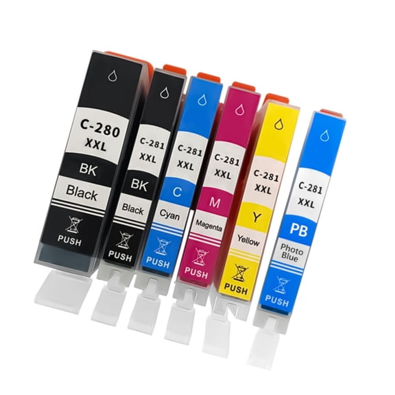 Miiottaa Double Set 6 Color Printer Ink Cartridges Fade Resistant Formula for PGI280 Models