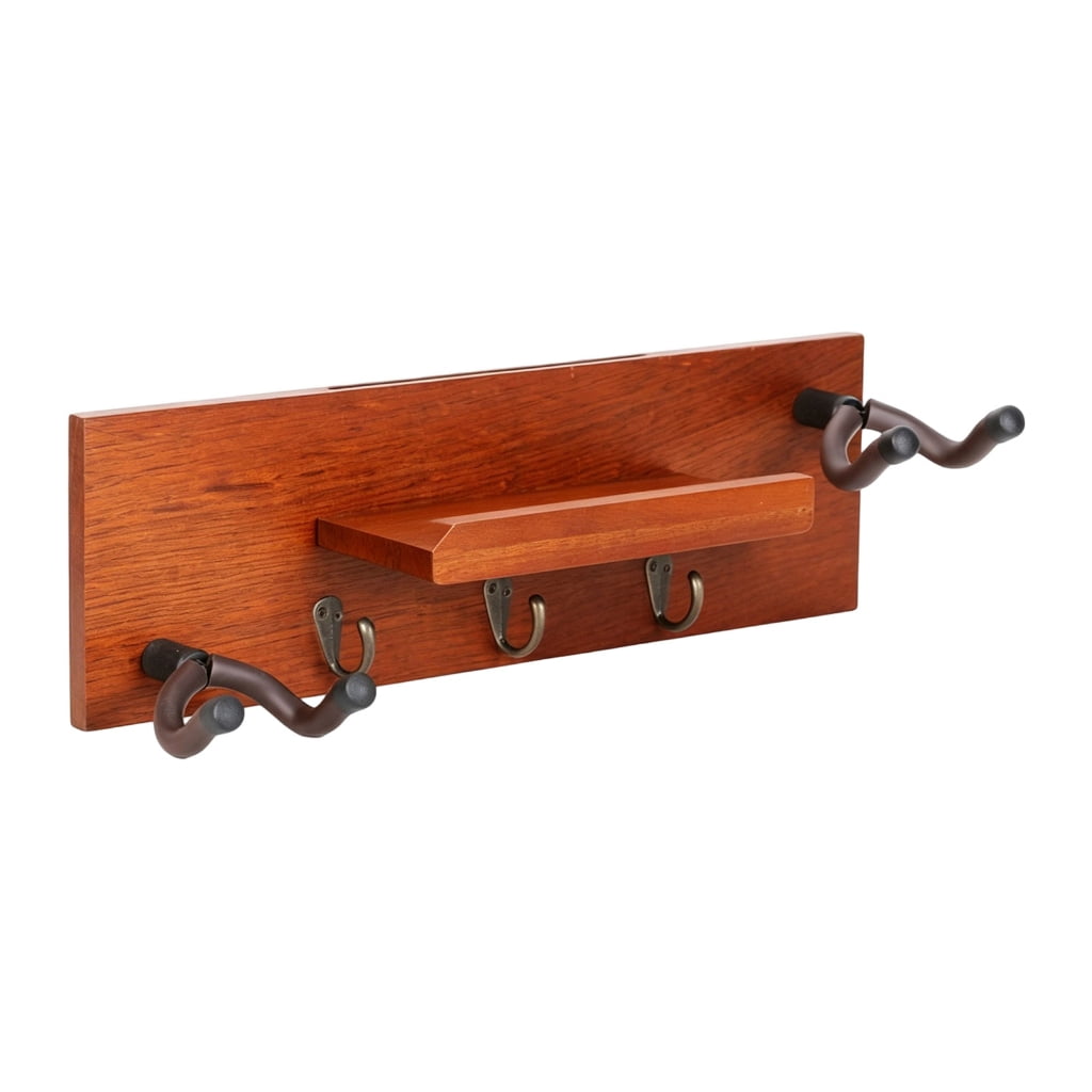 Miiottaa Elegant Wooden Guitar Hook with Shelf Suitable for Compact Instrument Storage