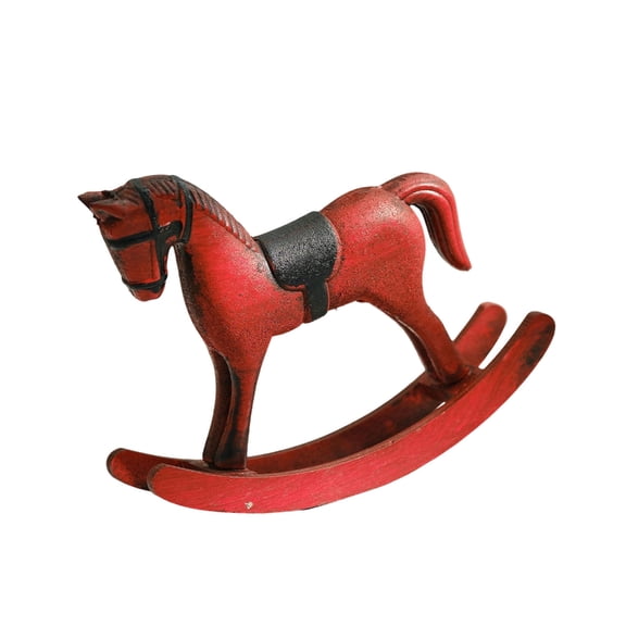 Miiottaa Elegant Wooden Rocking Horse Sculpture For Home Tabletop Shelf Decors Ornament