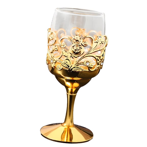 Miiottaa Glass Drinking Cup Suitable For Daily Use European Style Metal Wine Goblet Glass