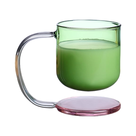 Miiottaa Glass Mug Clear Floating Design with Handle and Base For Coffee Teas Drink Cup
