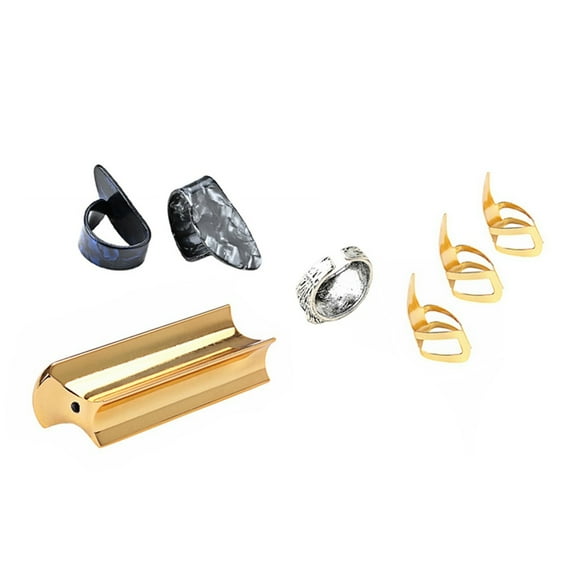 Miiottaa Guitar Slide Finger Ring Set Professional Gold Plated Metal Accessory For Musicians