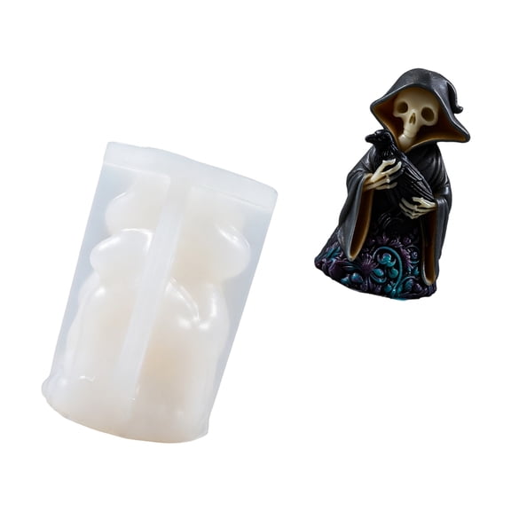 Miiottaa Halloween Silicone Mould For Skull Spectures Crows And Witches Candle Making Crafting Decoration With Detailed Texture