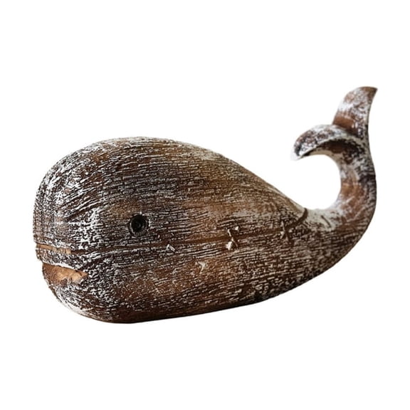 Miiottaa Handmade Wooden Whale Figurines Sculpture Statue Table Ornament Beach Nauticals Styles Whale Figurines for Home Decors