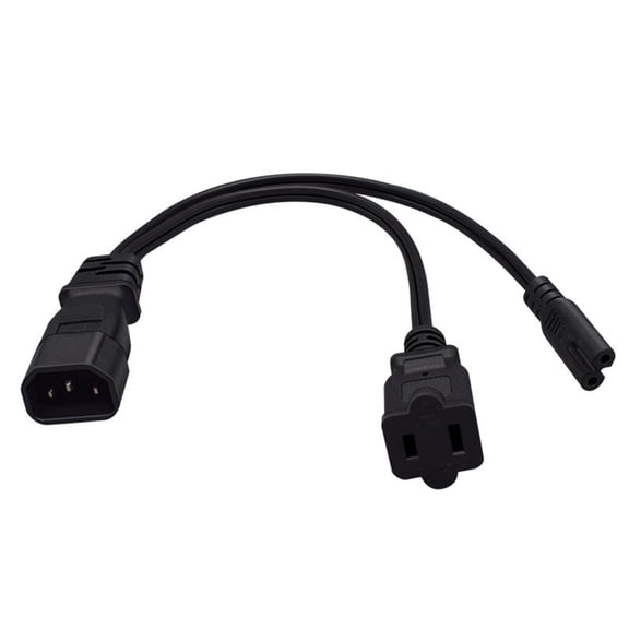 Miiottaa Heavy Duty 0.3Meter Power Splitter Cord IEC320 C14 Plugs To C7 And NEMA 1-15R Receptacle For Electronics Server