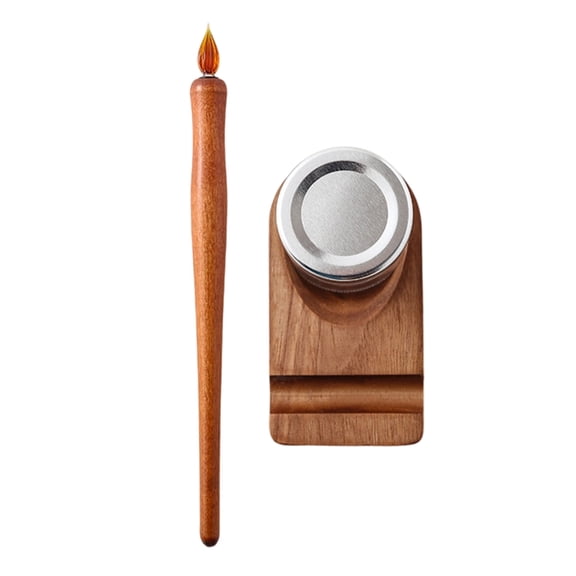 Miiottaa High Precisions Design Glass Nip Wooden Dip Pen for Detail Artwork Journaling
