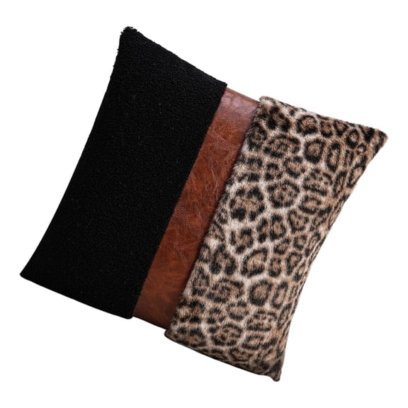 Miiottaa Leopard Pattern Pillow Cover Short Plush Fabric Zippered Design Machine Washable