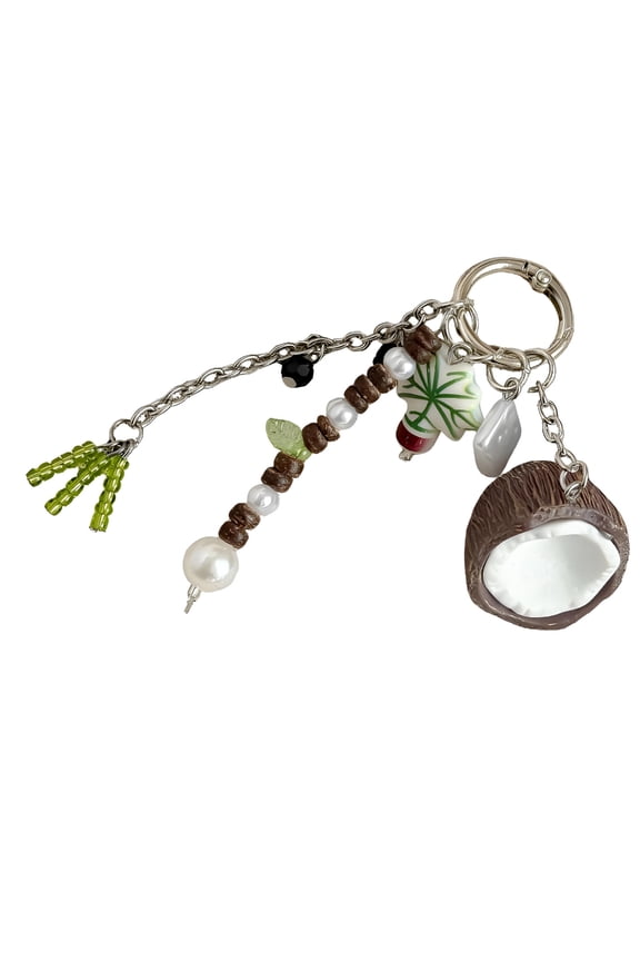 Lovely Bag Charms for Purse Backpack Decorations Purse Charm Car Keyring Beaded Coconut Key Charm Handbag Accessories