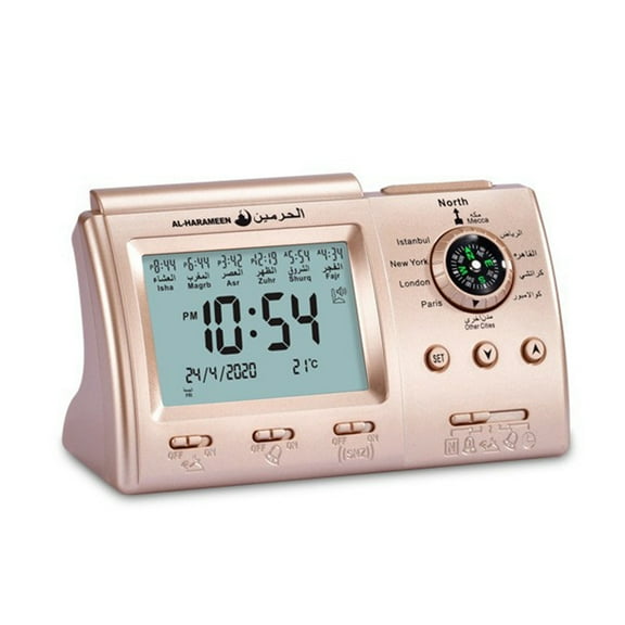 Miiottaa Multi-purpose Muslim Clock for w/ Azan for Time Date Week for Time Temp Display