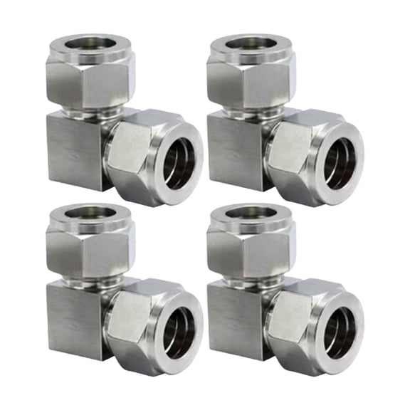 Miiottaa Pack Of 4 Steel 1/2 Inch Double Nut Compression Elbow Fittings 90 Degree Gas Line Tube Connectors for Industrial Use