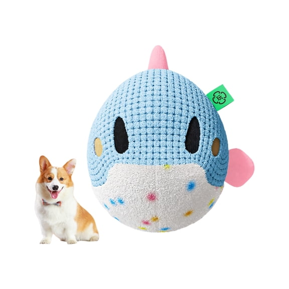 Miiottaa Plush Dolphin Dog Toy Vibrating and Bouncing Interactive Entertainment Teasing Ball for Pet Cats and Dogs