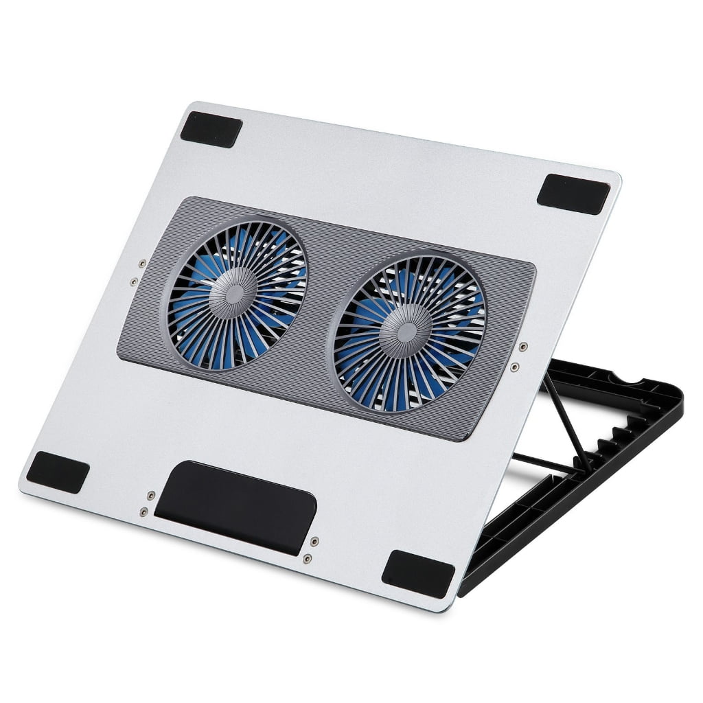 Miiottaa Quiet Foldable Cooling Pad for Laptops 6 Height Adjustments Double Fan Metal Panel Optimized Airflows