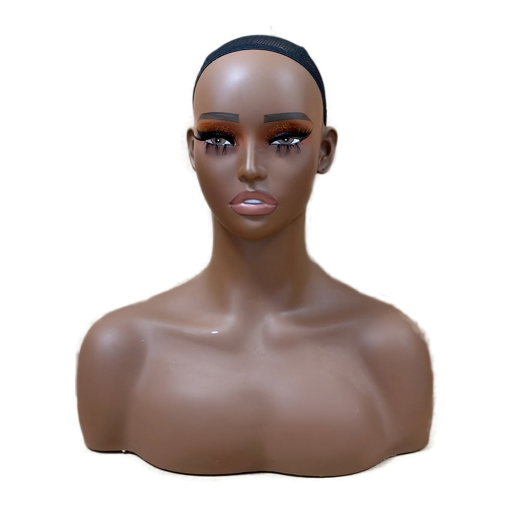 Miiottaa Realistic Female Mannequin Head With Shoulders For Wig Hat Jewelry Display Natural Makeup And Adjustable Net Caps