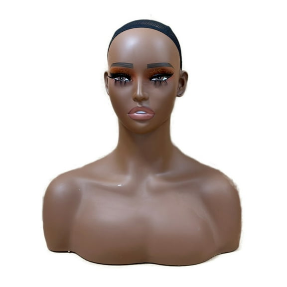 Miiottaa Realistic Female Mannequin Head With Shoulders For Wig Hat Jewelry Display Natural Makeup And Adjustable Net Caps