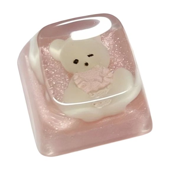 Miiottaa Resin Handmade Bear Keycap Personality Cartoon Keycap Replacement Bottom Gift for Mechanical Keypad Accessories