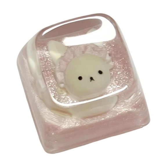 Miiottaa Resin Handmade Bear Keycap Personality Cartoon Keycap Replacement Bottom Gift for Mechanical Keypad Accessories