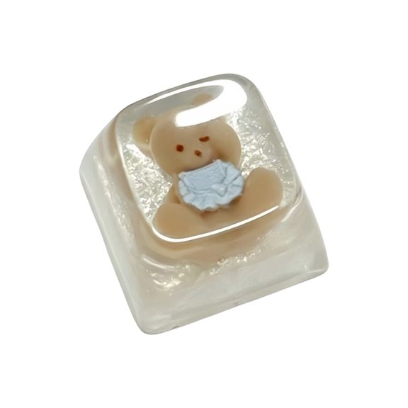 Miiottaa Resin Handmade Bear Keycap Personality Cartoon Keycap Replacement Bottom Gift for Mechanical Keypad Accessories