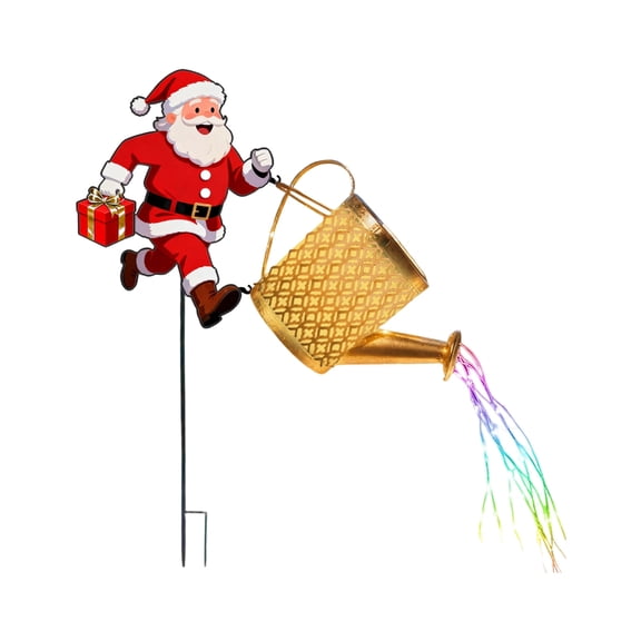 Miiottaa Santa Article Solar Kettle Light, Christmas Holiday Decoration, Garden Decoration, Courtyard Metal Solar Waterfall Light