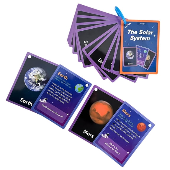 Miiottaa Space Planet Learning Flash Cards Educational English Vocabulary Sturdy Cards