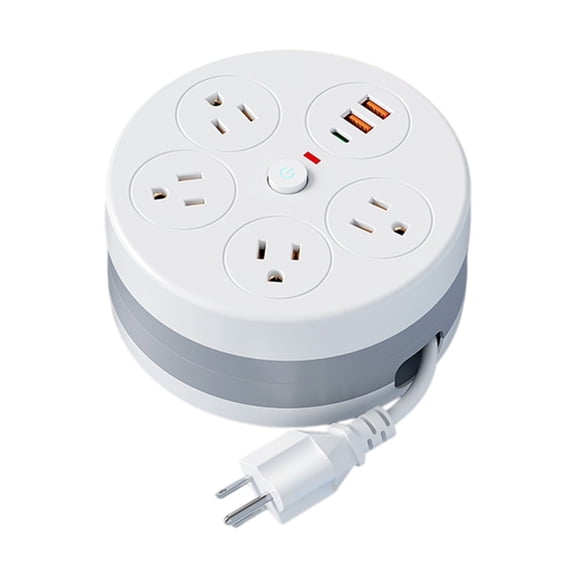 Miiottaa Space Saving Power Outlet With Retractable Wire And Double USB Charging Option