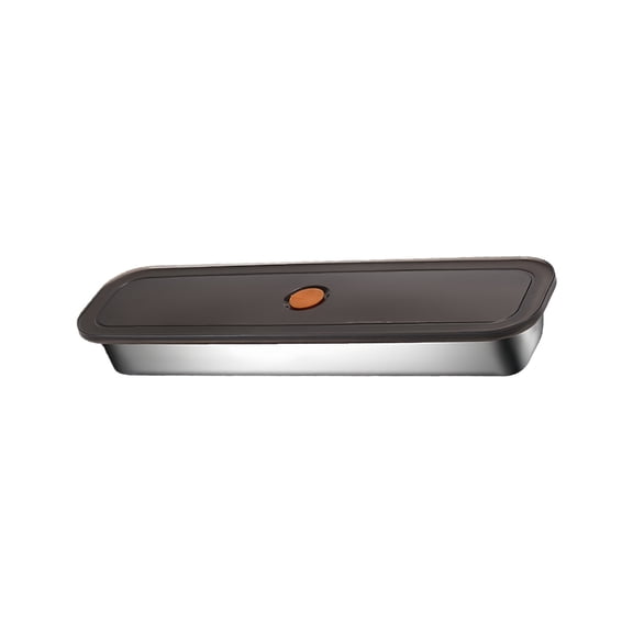 Miiottaa Steel Rectangular Bacons Tray Meat Food Storage Container Box With Airtight Lid For Freshness Kitchen Organization
